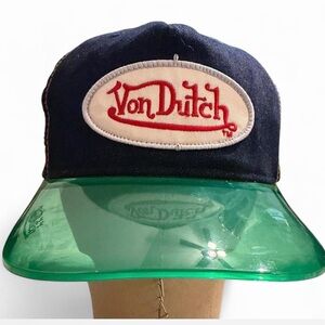 Von Dutch Navy and Green Logo Cap